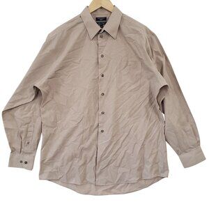 Dockers‎ Mens Wrinkle Free Beige Button Up Shirt Size L Business Casual Neutral
